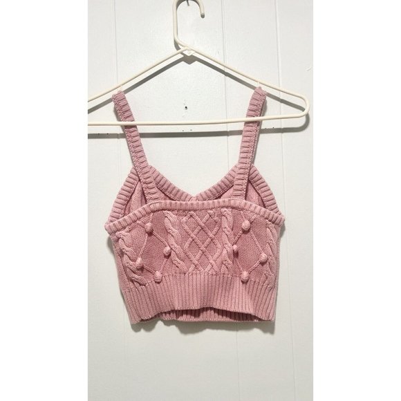Forever 21 Pink Cable Knit Sweater Crop Tank Size Medium - Picture 2 of 3